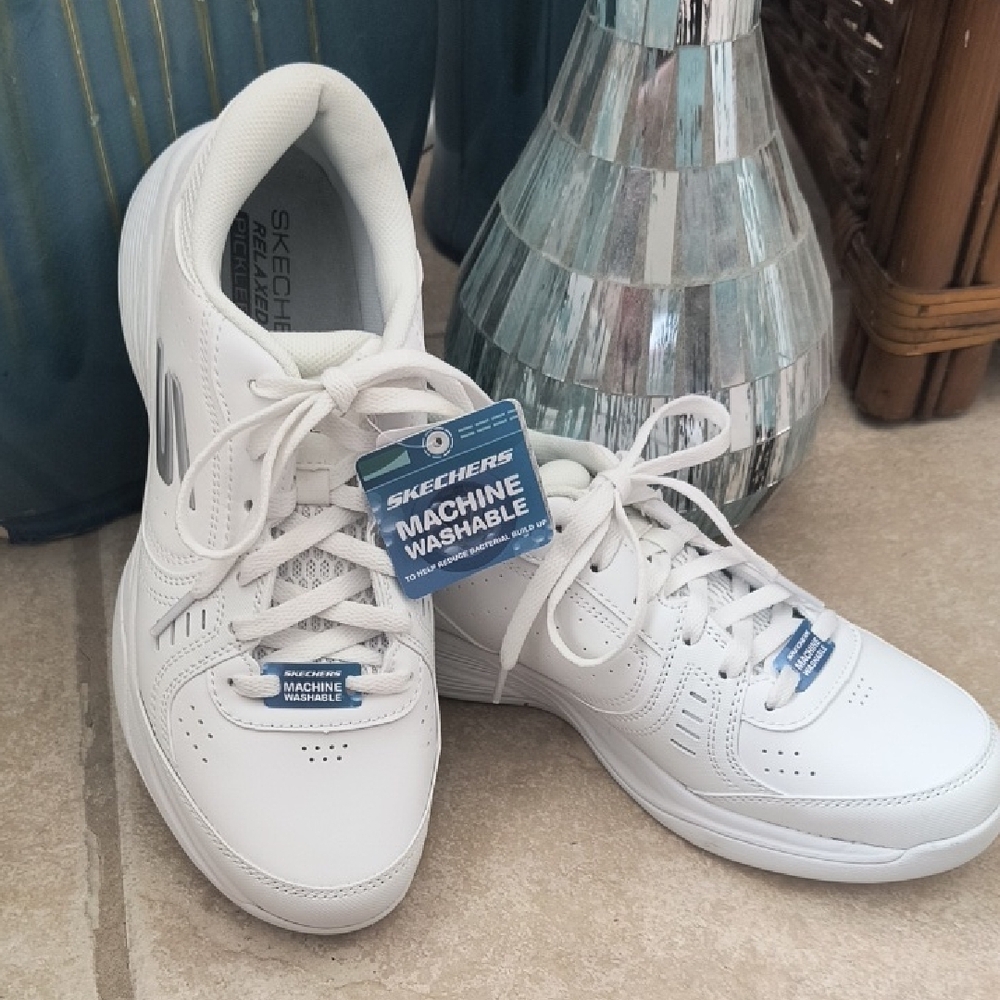 Skechers White Athletic Shoes with Memory Foam Comfort